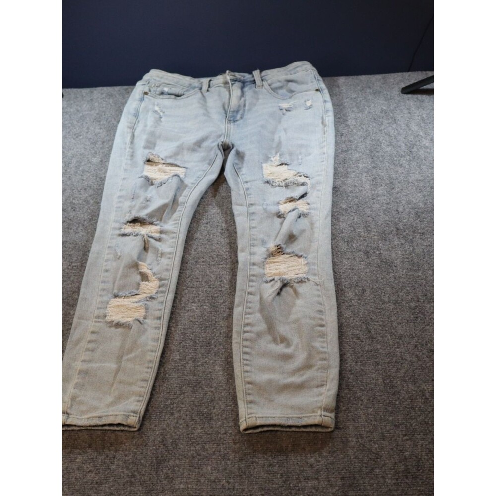 Judy Blue Womens Jeans 30 Light Wash Distressed Ripped Skinny Stretch Denim